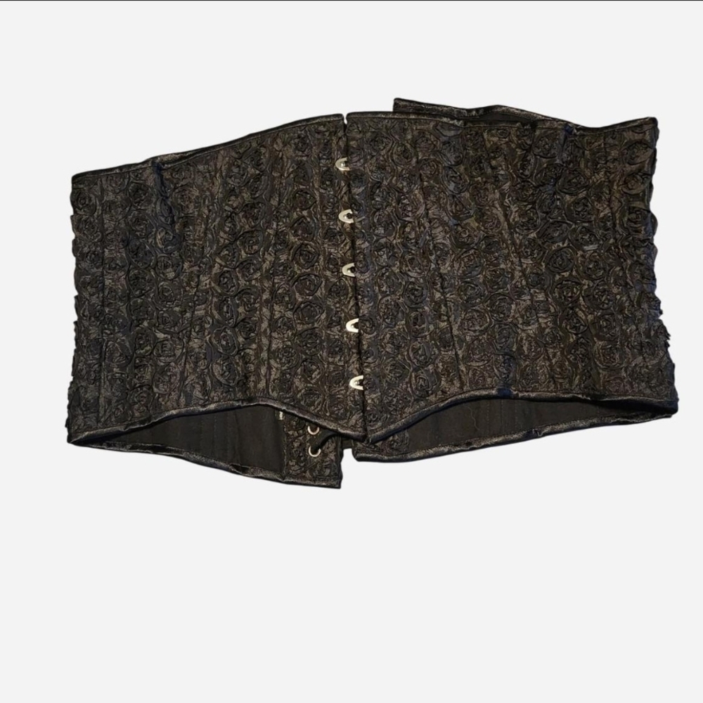 Elegant Black Floral Corset, Size 2X